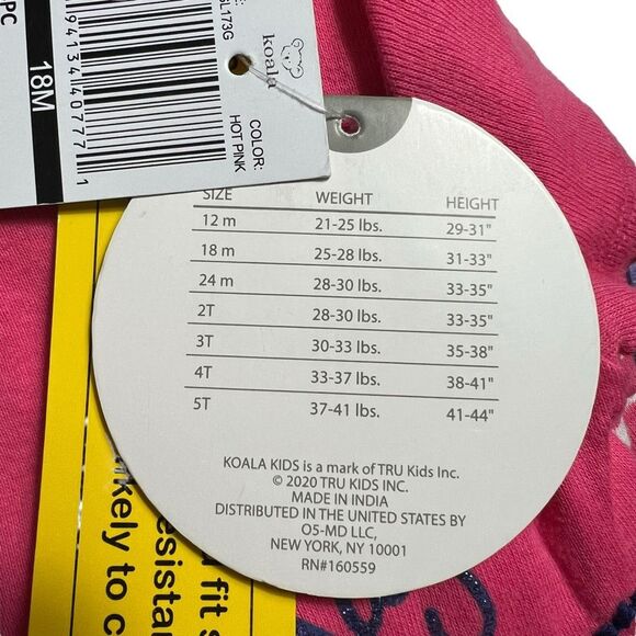 Koalakids Baby Girl’s Pajama Set Size 18 Months With 4 Pcs 2 Pair Pants & 2 Tops - Picture 3 of 6